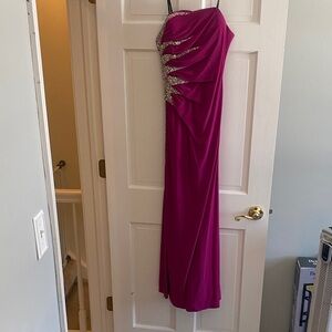 Camille La Vie Strapless Gown with Silver Accents